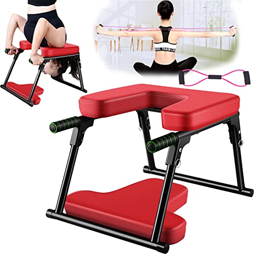 Yoga Taburete Pie, Taburete Plegable Yoga para Casa Y Gimnasio Cojín De Acero De PU Accesorios Yoga Accesorios De Fitness con Banda EláStica De Yoga Capacidad Carga 200kg Fitness Relajación