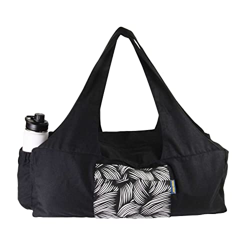 YogaMad Bolsa grande para esterilla de yoga | Bolsa de yoga con cremallera completa con soporte para botellas | Transportador unisex | Tienda alfombrilla y accesorios | Adecuado para pilates, yoga,