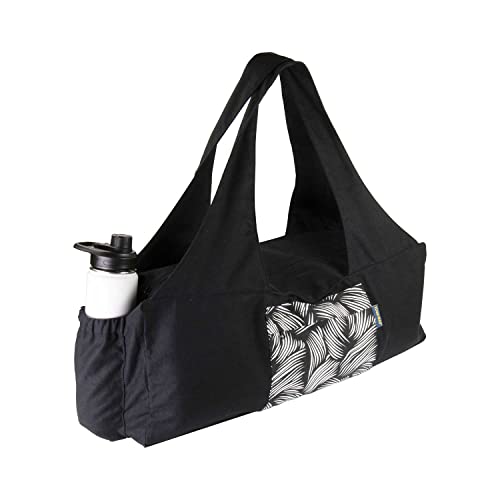 YogaMad Bolsa grande para esterilla de yoga | Bolsa de yoga con cremallera completa con soporte para botellas | Transportador unisex | Tienda alfombrilla y accesorios | Adecuado para pilates, yoga,