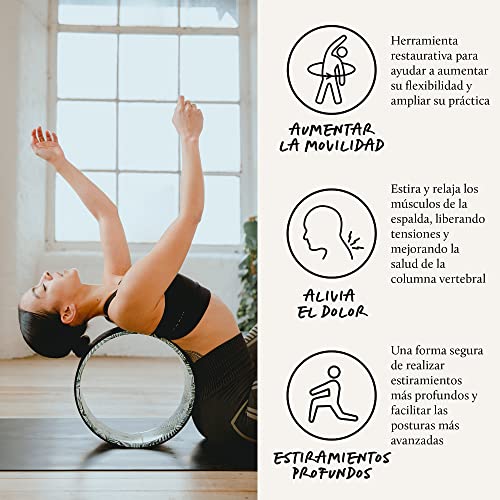 Yogi-Bare Rueda de Yoga Antideslizante Corcho de 33 cm para estiramientos - Mejora Tus Movimientos y Rojouce la tensión - Contribuye a un Mayor Equilibrio y flexibilidad - Palm Tree