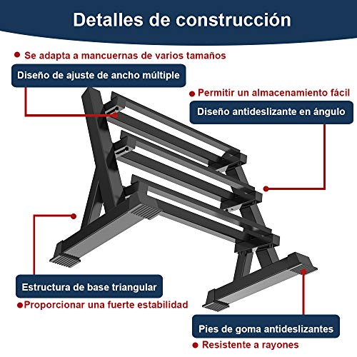 YOLEO Soporte Mancuernas Soporte para Mancuernas de 3 niveles Deportivo de Interior Fitness en casa para Hombres Equipo de Gimnasio Soporte de Rack Solo Vende estanterías