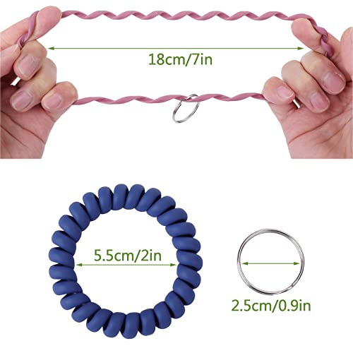 Yolev 6 Colores Llavero Espiral de Muñeca para Llaves Resorte de Plástico Bobina Espiral Elástica Transparente Llavero Muñequera de Pulsera de Resorte Estirable