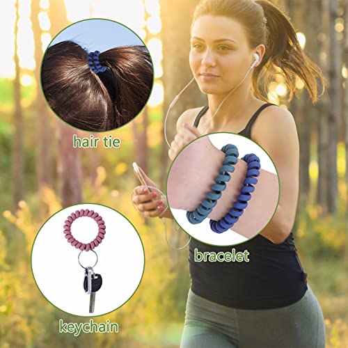 Yolev 6 Colores Llavero Espiral de Muñeca para Llaves Resorte de Plástico Bobina Espiral Elástica Transparente Llavero Muñequera de Pulsera de Resorte Estirable