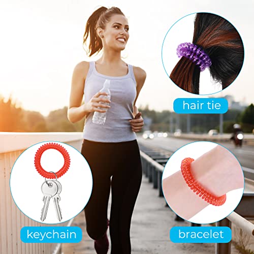 Yolev 6 Piezas Llavero Espiral Elastico Bobina de Muñeca Plástico Correa de Muñecas Resorte Pulsera Llaveros para Llaves Para Sauna Gimnasio Piscina Insignia de Identificación Deportes al Aire Libre