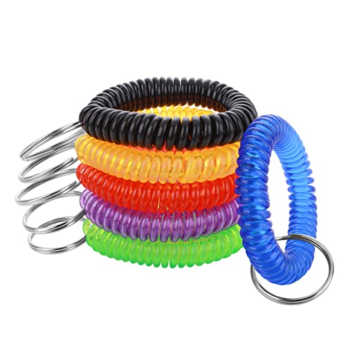 Yolev 6 Piezas Llavero Espiral Elastico Bobina de Muñeca Plástico Correa de Muñecas Resorte Pulsera Llaveros para Llaves Para Sauna Gimnasio Piscina Insignia de Identificación Deportes al Aire Libre