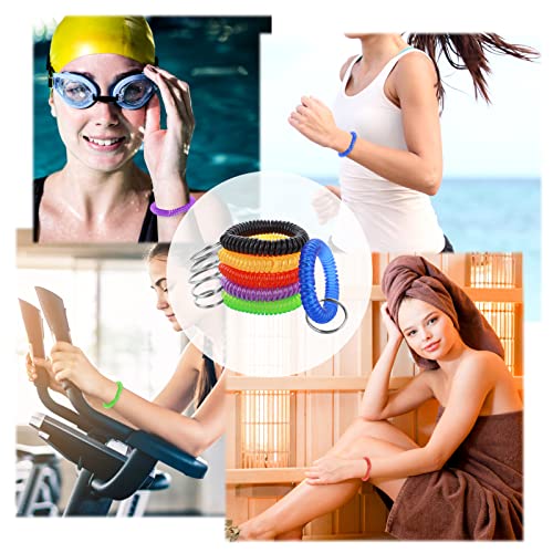 Yolev 6 Piezas Llavero Espiral Elastico Bobina de Muñeca Plástico Correa de Muñecas Resorte Pulsera Llaveros para Llaves Para Sauna Gimnasio Piscina Insignia de Identificación Deportes al Aire Libre