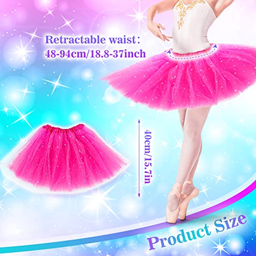 Yolev Tutu para Mujer Falda de Tul de 3 Capas con Estrellas de Lentejuelas Adulto Adolescente Tutu Retro 80s Fiesta Halloween Carnaval Disfraz (Rosa)