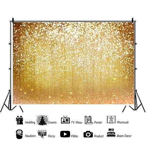 YongFoto 3x2m Vinilo Fondo de fotografía Bokeh de Oro de Fondo Lentejuelas Glitter Spots Luz Brillante Telón de Fondo Fotografía Fiesta cumpleaños Boda Estudio de Foto Fondos fotográficos