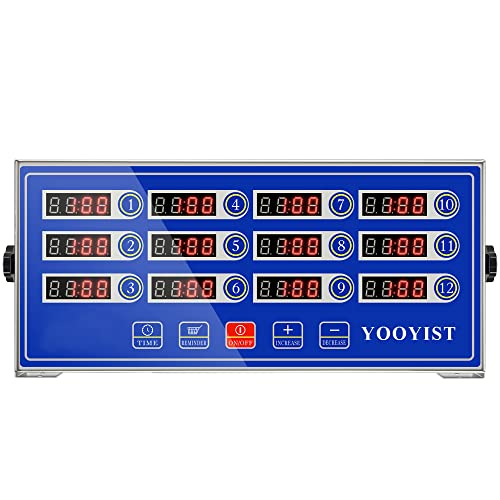 YOOYIST Temporizadores de Cocina de 12 Canales Reloj de Cocina para Restaurantes Comerciales Cronometro Digital Profesional Pantallas LED Fuertes Sirenas Volumen Regulable Función recordatorio