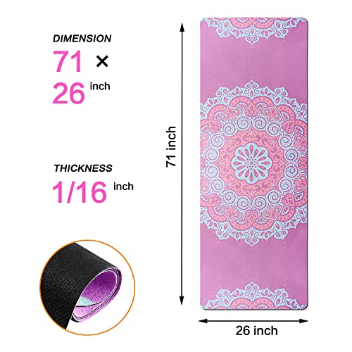 YOSHAWN Esterilla Yoga—1MM Yoga Mat Colchoneta 1,3KG Plegable Viaje Delgada, Esterilla de Yoga con Bolsa Yoga y Correa Yoga, Portátil Esterilla Gamuza de Imitación para Pilates Al Aire Libre (Rosa)