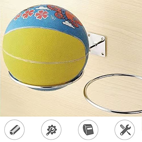 YOUDALIS 2Pcs Soporte de Pelota de Metal, Soporte de Pared para Balones de Exhibición, Soporte de Pared de Bola para Baloncesto, Rugby, Voleibol, Fútbol