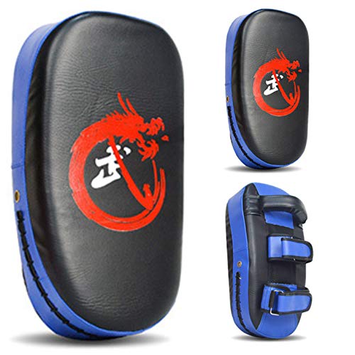 YOUSHANG Paos Muay Thai Soltero Escudos para Patadas Paos De Boxeo Boxeo Kick Shield MMA UFC Muay Thai Taekwondo Sanda Fight Training Azul 36X19X9cm Soltero