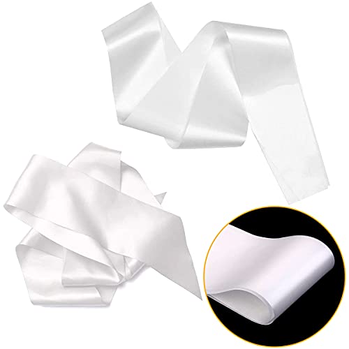 YuChiSX 10 Piezas de Banda de Satén en Blanco Accesorios de Fiesta, DIY Plain Sash Blanco Satén Sash Bricolaje Simple para Desfiles, Boda, Cumpleaños y Graduación Fiesta