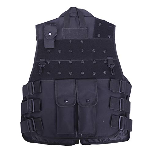 Yuepin Chaleco Táctico, Ultraligero Chaleco de Airsoft Al Aire Libre Respirable Chaleco de Entrenamiento Poliéster Cifrado 600D Chaleco de Combate (Negro-2, M)