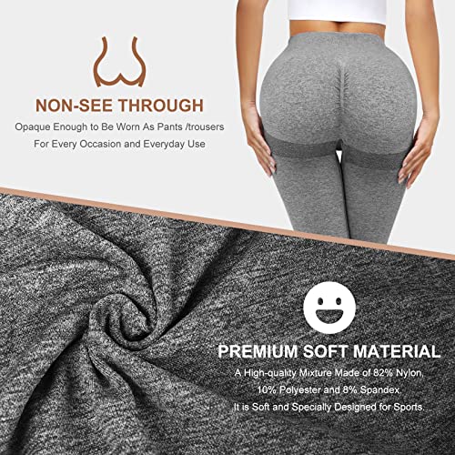 Yuson Girl Mallas Deporte Mujer Leggings Push Up 3/4 Capris Seamless Elásticos Pantalón Deportivas Cintura Alta para Mallaspara Running Training Fitness Estiramiento Yoga y Pilates(Gris, S)