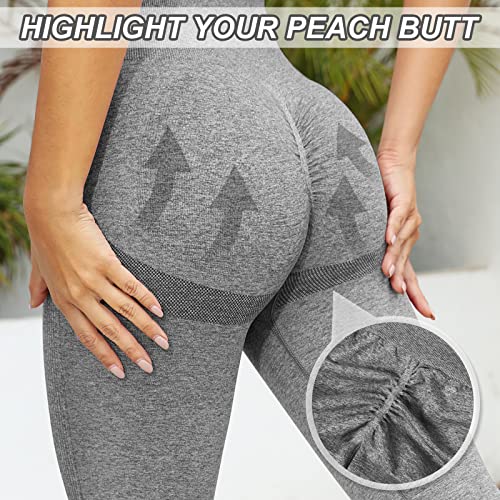 Yuson Girl Mallas Deporte Mujer Leggings Push Up 3/4 Capris Seamless Elásticos Pantalón Deportivas Cintura Alta para Mallaspara Running Training Fitness Estiramiento Yoga y Pilates(Gris, S)