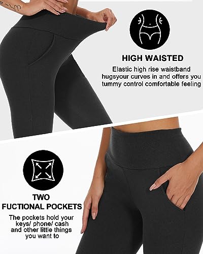 Yutdeng Leggins Deportivos Mujer Leggings Térmicos Forro Polar Mallas Deporte con Bolsillos Cintura Alta Mayas Deportivas Pantalones Termicos Leggins Mujer Push Up Running Yoga Fitness,Negro,M