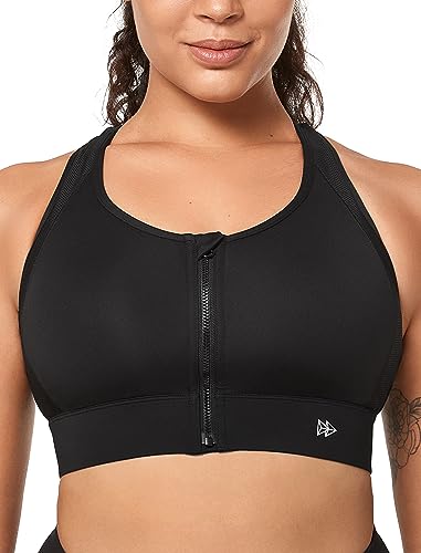 Yvette Sujetador Deportivo para Mujer, sujeción Fuerte, Cierre Frontal, Cuello Alto, Pechos Grandes para Fitness, Yoga, Correr