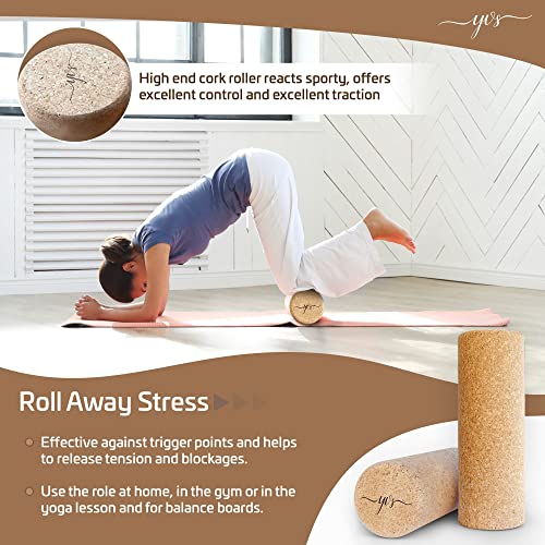 YVS® - Rodillo Masaje Muscular, Rodillo Fitness, Rodillo de Yoga, Cool Roller Masaje, Rodillo Automasaje, Rodillo Masaje, Yoga Rodillo, Rodillo de Corcho, Balance Roll, Cork Roll