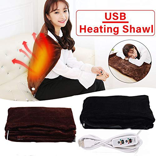 Z-YQL USB Powered Mantón Caliente Suave Calentamiento Eléctrico Calefacción Manta Invierno Pad (marrón)