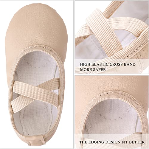 Zapatillas de ballet para niñas, zapatillas de ballet, gimnasia, zapatos de baile, suela de piel para niños y adultos, EU20-40, beige, 26 EU