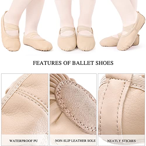 Zapatillas de ballet para niñas, zapatillas de ballet, gimnasia, zapatos de baile, suela de piel para niños y adultos, EU20-40, beige, 26 EU