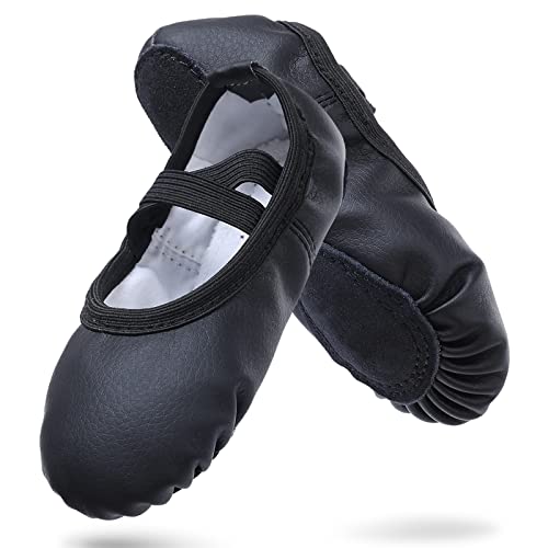 Zapatillas de ballet para niñas, zapatillas de ballet, gimnasia, zapatos de baile, suela de piel para niños y adultos, EU20-40, Negro , 27 EU