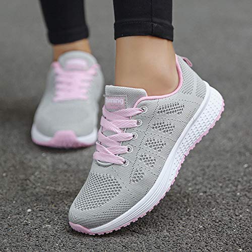 Zapatillas de Deporte Respirable para Correr Deportes Zapatos Running Cojines de Aire Calzado Mecedora Net para Estudiante Volar Zapatos Deportivas de Mujer Gimnasia Ligero Sneakers Atletismo riou