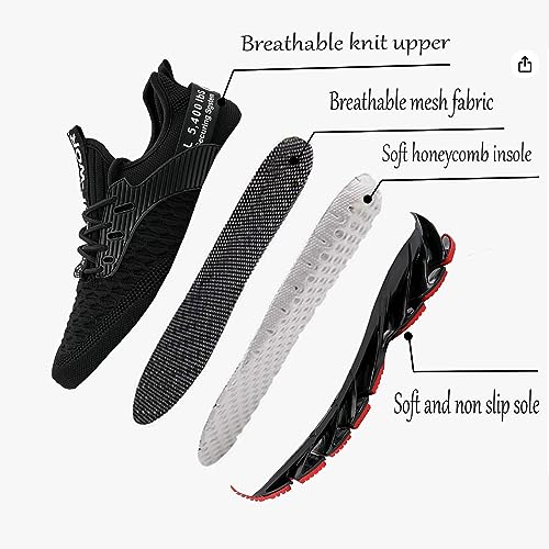 Zapatillas de Deportes Hombre Mujer Zapatos Deportivos Running Zapatillas para Correr Ligero y con Estilo Negro Blanco Gris Dorado 18 Black Red 44