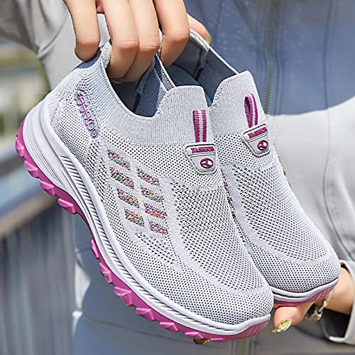 Zapatillas Deportivas Mujer Blancas Baratas Malla Duradera Zapatos Deportivos Duraderos De Ligeras Y Transpirable Niñas Caminar Zapatos Para Correr Ocio Plano Moda Para Fitness Gimnasio Running