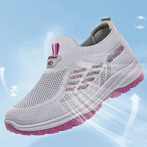 Zapatillas Deportivas Mujer Blancas Baratas Malla Duradera Zapatos Deportivos Duraderos De Ligeras Y Transpirable Niñas Caminar Zapatos Para Correr Ocio Plano Moda Para Fitness Gimnasio Running