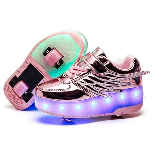 Zapatos con Ruedas Zapatillas con Dos Ruedas para niños y niña Led Luces Zapatillas con Ruedas Se Puede Bambas con Ruedas Carga con USB Automática Calzado de Skateboarding