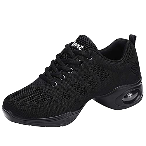 Zapatos de baile para mujer, con malla con cordones, para danza, entrenamiento, danza, danza, danza, danza, danza, danza, zapatos de danza, negro (schwarz 1), 37 EU