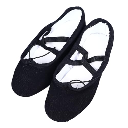 Zapatos de Baile para Niños con Suela Suave, Material de Lona para Práctica de Actuación, Ballet de Danza étnica China Lírico Contemporáneo Moderno, Negro