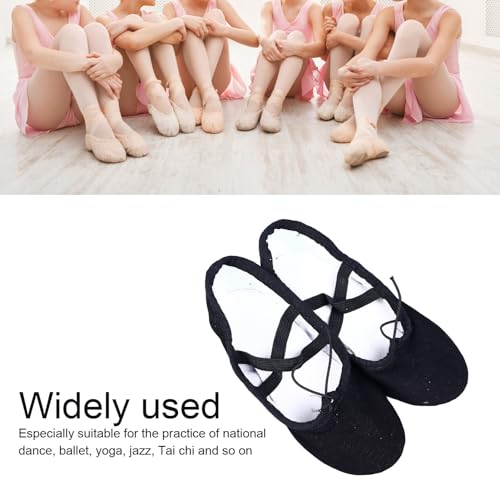 Zapatos de Baile para Niños con Suela Suave, Material de Lona para Práctica de Actuación, Ballet de Danza étnica China Lírico Contemporáneo Moderno, Negro