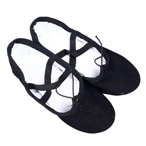 Zapatos de Baile para Niños con Suela Suave, Material de Lona para Práctica de Actuación, Ballet de Danza étnica China Lírico Contemporáneo Moderno, Negro