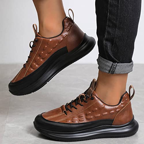 Zapatos de ocio para hombre de fondo suave caqui, antideslizantes, zapatos de negocios para hombres, cordones informales, zapatillas de deporte, planas y redondas, zapatillas de deporte para caminar