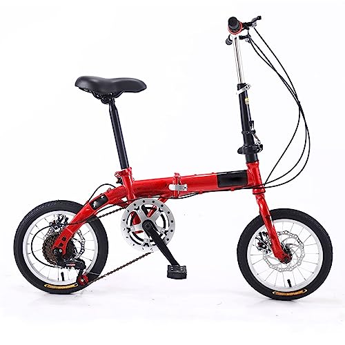 ZDXC Bicicleta Plegable de 14 Pulgadas, Bicicleta Compacta Portátil para Estudiantes de 5 Velocidades, Bicicleta Urbana Ligera para Hombres, Mujeres, Niños, 4 Colores