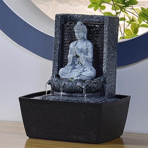 Zen'Light Fuente de Interior, Plateado, 20 x 15 x 26 cm