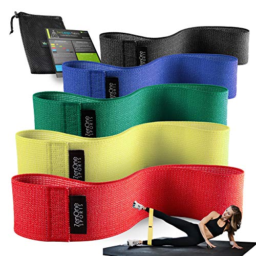 ZenLoops Bandas Fitness de Tela, 5 Bandas de Resistencia con Niveles de Resistencia, Bandas Elásticas para Brazos, Hombros, Piernas y Gluteos, Antideslizante, Incl. Guía de Entrenamiento, 5 Piezas