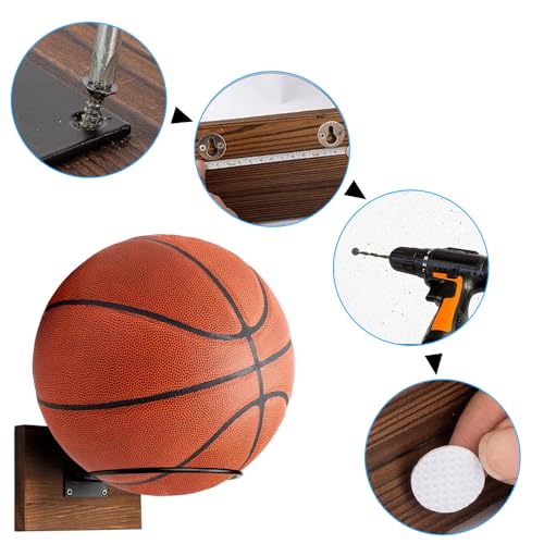 Zfseyuh Soporte de Pared para Balones,Soporte Universal para Pelotas de Metal,Estante para Bolas para Fútbol, ​​Baloncesto,Voleibol, etc