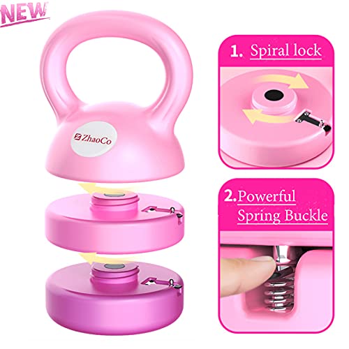 ZhaoCo Pesa Rusa para Mujer, Pesas Ajustables de Kettlebell de 5 lbs (2,2kg), 8 lbs (3,6kg), 9 lbs (4kg), 12 lbs (5,4kg), Pesa Rusa de Carga Variable para el hogar y el Gimnasio