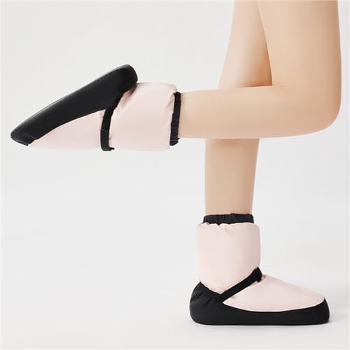 ZHENSI Botas De Ballet Para Mujer Botines De Baile Sin Cordones Pantuflas Cálidas Para Interiores,Rosado,35 EU