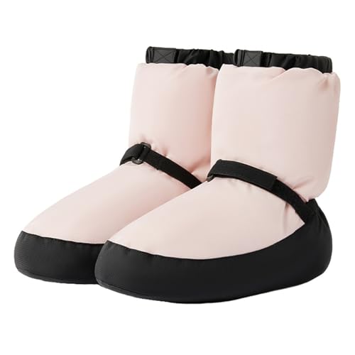 ZHENSI Botas De Ballet Para Mujer Botines De Baile Sin Cordones Pantuflas Cálidas Para Interiores,Rosado,35 EU