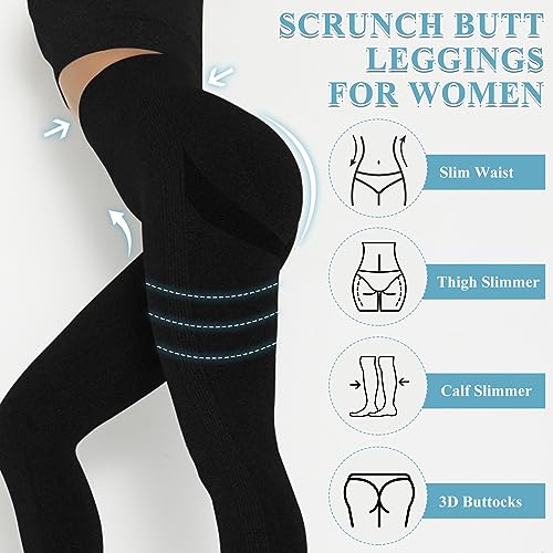 Zhiaek Mallas Deporte Mujer Cintura Alta Leggins Mujer Push Up Elástico Sin Costuras Pantalon Deporte Ropa Deportiva Mujer para Yoga Fitness Pilates Training