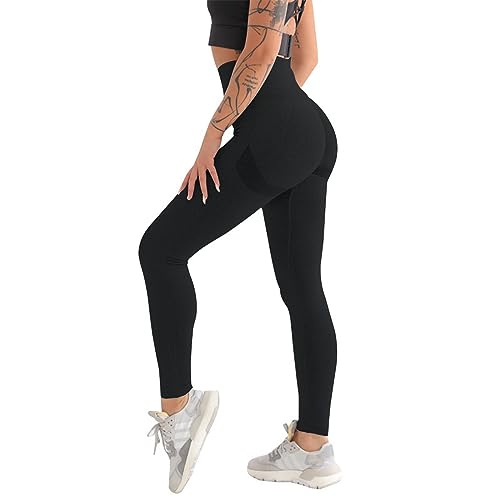 Zhiaek Mallas Deporte Mujer Cintura Alta Leggins Mujer Push Up Elástico Sin Costuras Pantalon Deporte Ropa Deportiva Mujer para Yoga Fitness Pilates Training