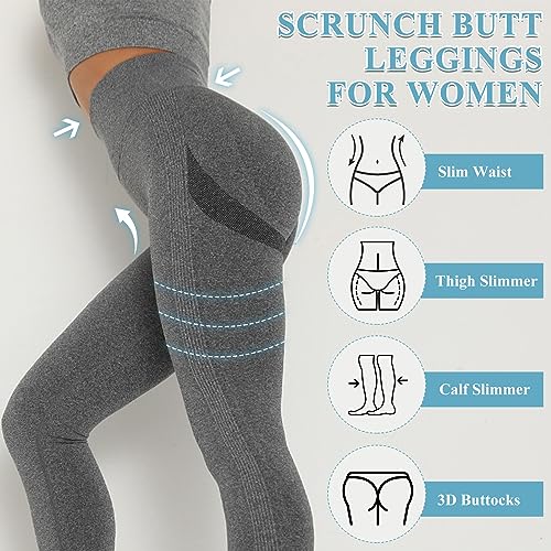 Zhiaek Mallas Deporte Mujer Cintura Alta Leggins Mujer Push Up Elástico Sin Costuras Pantalon Deporte Ropa Deportiva Mujer para Yoga Fitness Pilates Training