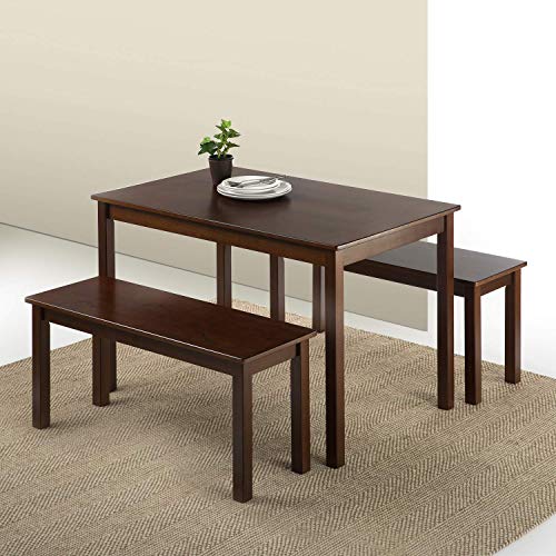 ZINUS Banco de madera Juliet de 100 cm, Banco de comedor de madera maciza con acabado espresso, Montaje sencillo