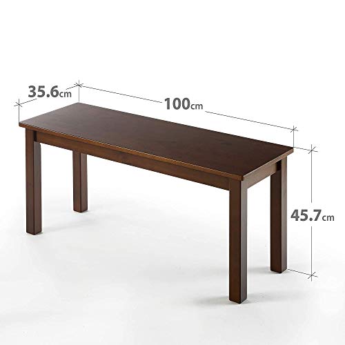 ZINUS Banco de madera Juliet de 100 cm, Banco de comedor de madera maciza con acabado espresso, Montaje sencillo