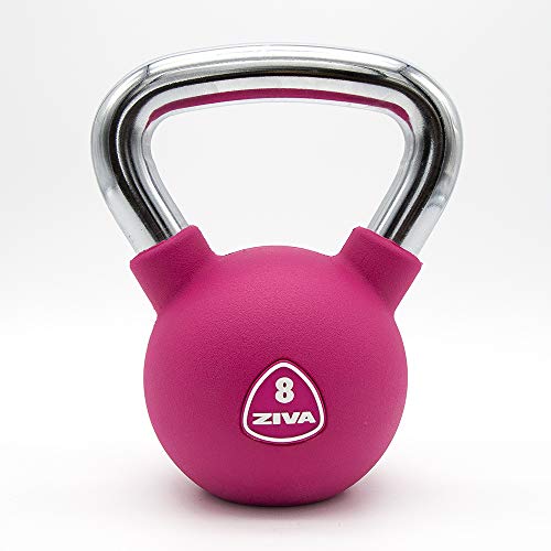 ZIVA Chic Studio - Kettlebell de 4Kg a10Kg. Pesa Rusa de Acero con Revestimiento de Goma, Color Rosa (8)